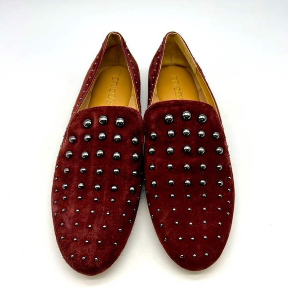 Chicos - Burgundy Suede Studded Slip On Round Toe Light Weight Flat Loafers 8.5 - Picture 1 of 14